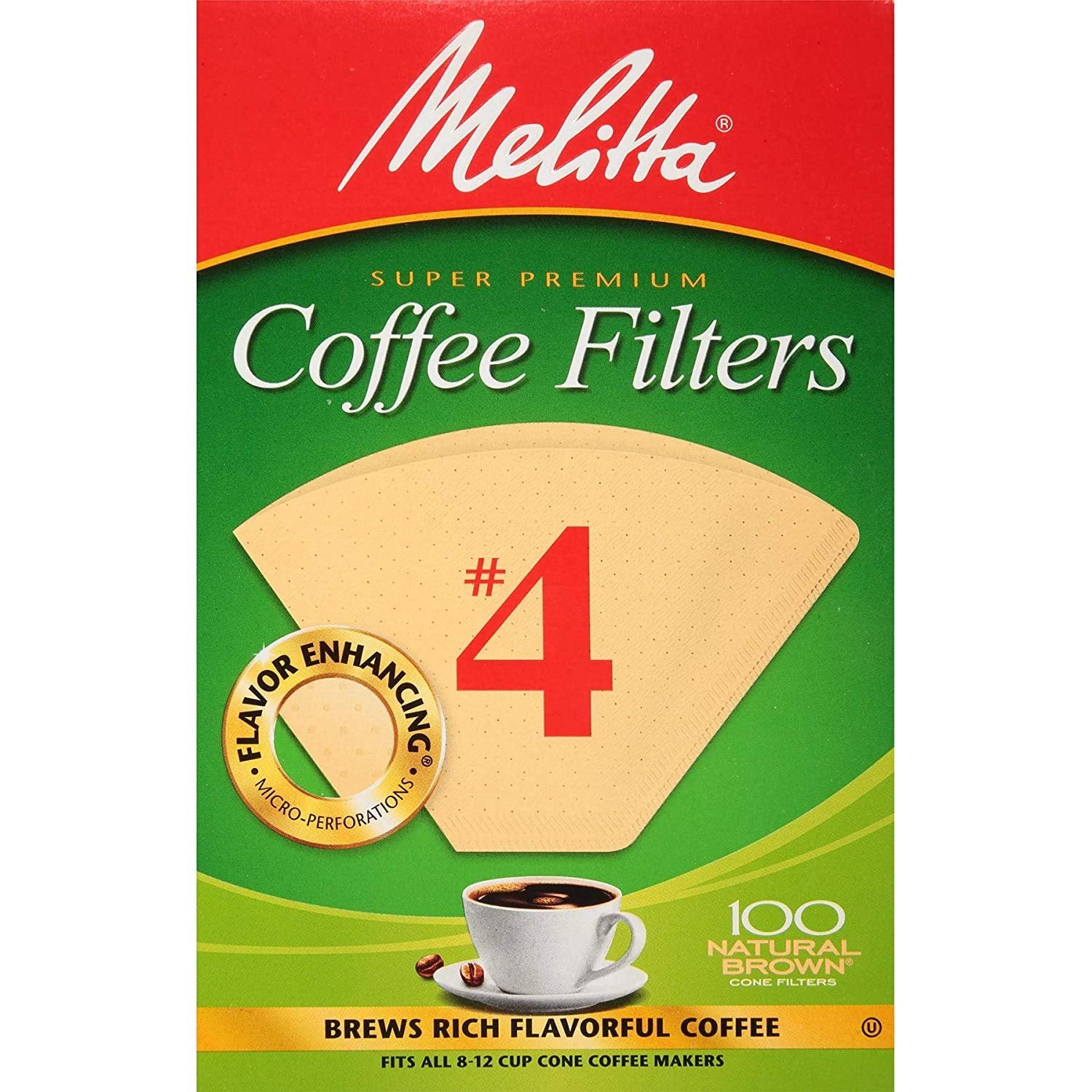 Melitta 624602 4 8 To 12 Cup Natural Brown Cone Coffee Filters 100