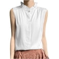 thumbnail image 2 of TARIENDY Womens Summer Sleeveless Tops Dressy Ruffle Crewneck Tank Tops Business Casual Outfits Solid Button Up Tops Summer Clothes White XXL, 2 of 3