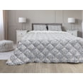 thumbnail image 1 of Ethnic Comforter & Sham Bedding Set, Watercolor Style Hand Drawn Grid Pattern Hippie Folk Batik Design, 3 pcs Duvet Set Microfiber Filling Quilt, 5 Sizes, Navy Blue and Beige, by Ambesonne, 1 of 4