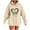 Beige, variant on Hooded Sweatshirts for Women Fall Fashion Hoodies Casual Loose Love Printed Outdoor Hoody Jackets Round Neck Long Sleeve Hoodie Pullover Winter Outwears with Pocket