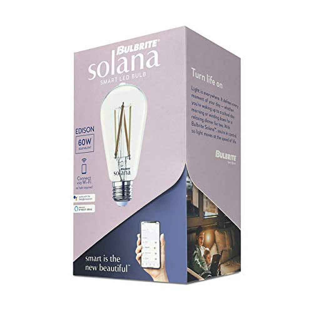 Bulbrite Solana Edison WiFi LED Smart Bulb, 60 Watt Equivalent, ST18 90  CRI Clear Filament Dimmable Light Bulb, Compatible with Alexa and Google  Home, 2 Pack