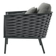 thumbnail image 4 of Lounge Chair Armchair, Grey Gray, Aluminum, Metal, Steel, Modern Contemporary, Outdoor Patio Balcony Cafe Bistro Garden Furniture Hotel Hospitality, 4 of 7