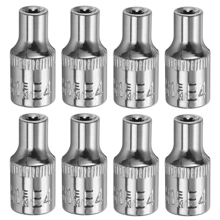 Uxcell 8pcs E-Torx Socket 1/4" Drive E4 External Torx Deep Socket CR-V Star Socket 1" Length