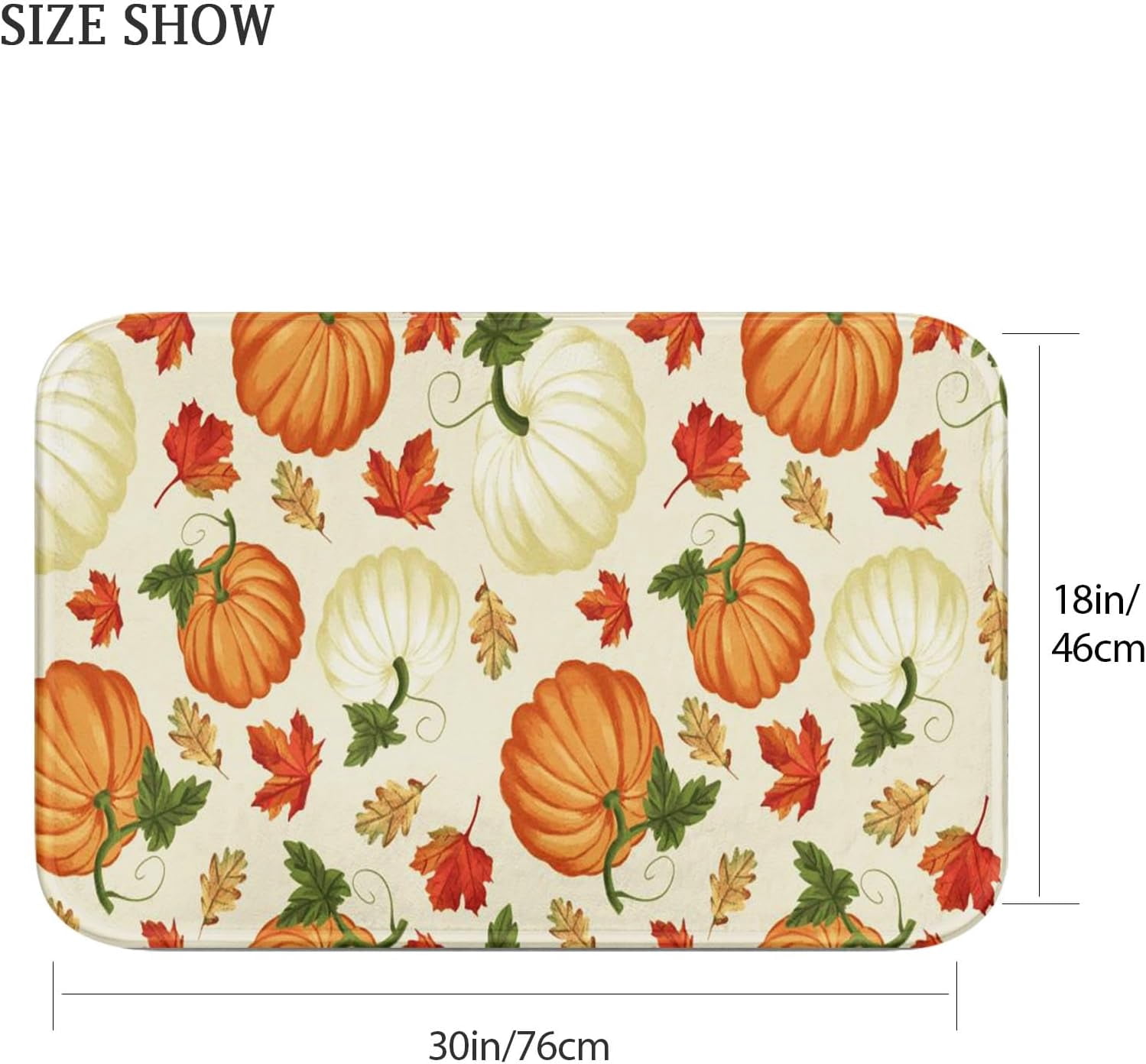Bath Mat for Bathroom Autumn Thanksgiving Pumpkin Orange Bathroom Rug No Silp,Cover Floor Rug Floor Mat 18x30 lnches Bathroom Decoration