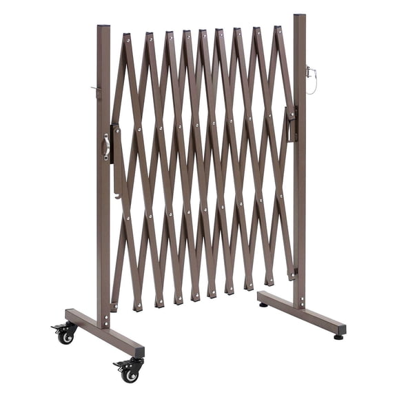 Expandable Safety Barrier 10FT Portable Folding Security Gate with Locking Casters Metal Traffic Fence for Patio Garden Stairway