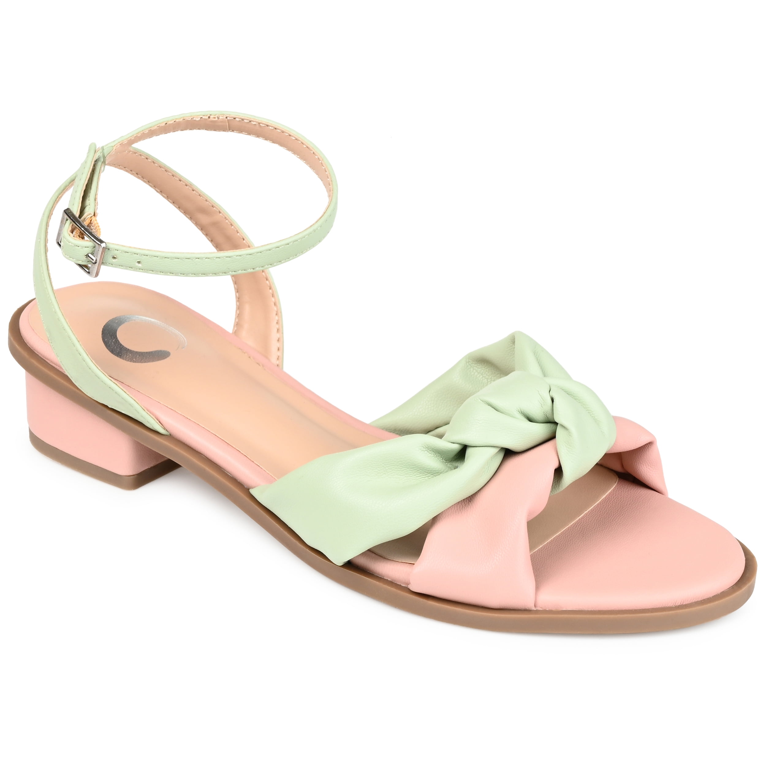 Journee Collection Womens Edythe Two Tone Low Block Heel Sandals -  Walmart.com