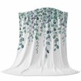 thumbnail image 6 of Teal Green Eucalyptus Leaves Blanket Soft Cozy Warm Throw Blanket for Couch, Plush Fuzzy Flannel Fleece Blankets for Sofa, Spring Plants Leaves Country Bed Blankets Lightweight Gifts for Men, 50"x80", 6 of 9