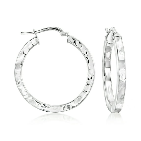 Ross-Simons Italian Sterling Silver Hammered Hoop Earrings, Women's, Adult