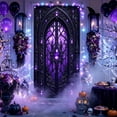 thumbnail image 2 of Halloween Decorations Door Cover,35.4x70.8 Inch Spooky Ghost Horror Doorway Curtains Door Covers Banners Decor,Perfect for Entryway Layout,Festival Scene Setting,Purple, 2 of 6