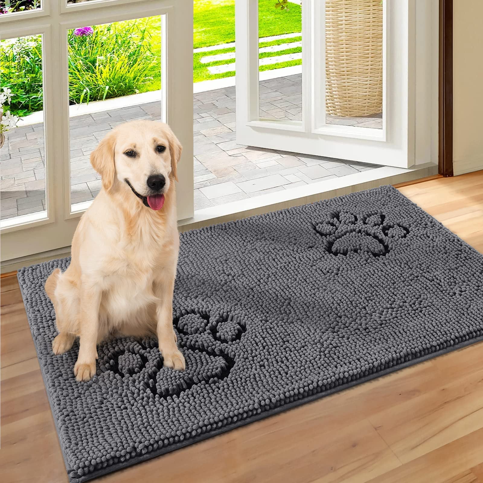 Delxo Indoor Durable Chenille Door mat 30X46 Extra Large,Soft and  Absorbent Machine Wash and Dry Inside Mats, Low-Profile Rug Doormats for