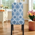 thumbnail image 3 of TSOVTHRID Blue Floral Plaid Print Dining Chair Seat Covers Set of 7 PCS Includes Dining Chair Covers with Tablecloths, Washable Table Cloth Scratch-Resistant Seat Protector for Party Decoration, 3 of 6