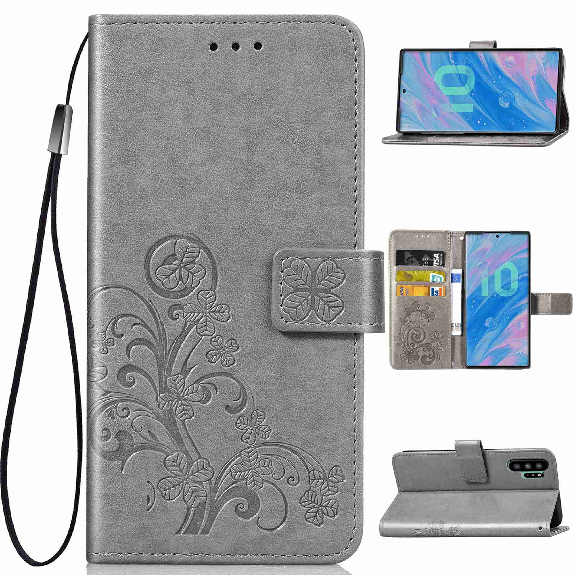 Flip Case for Samsung Galaxy Note 10 Compatible with Samsung Galaxy Note 10 Gray PU Leather Wallet Cover
