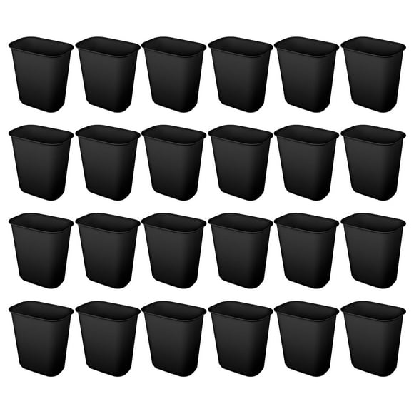 Sterilite Poubelle Rectangulaire 5.5 Gallons à Dessus Ouvert, Lot de 24, Noir