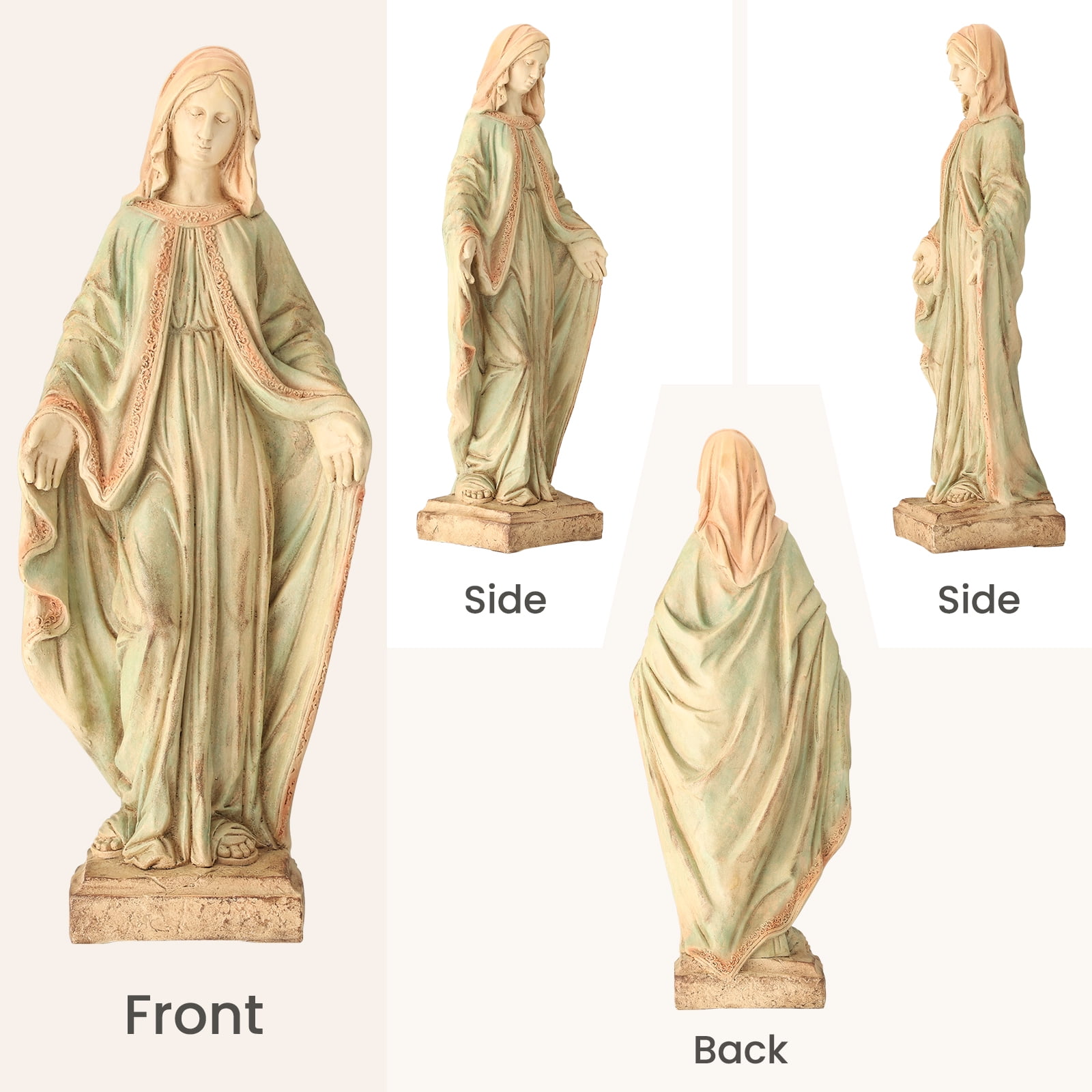 Sheltrix Virgin Mary Garden Statue Outdoor 31.5” – Large Praying Holy Madonna Resin Sculpture, Blessed Mother of God Catholic Saint Yard & Lawn Religious Decor