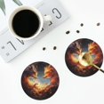 thumbnail image 4 of Pofeuu Red And Gray Flame Fox Print Coasters for Drinks, 4Pack PU Leather Coasters, Bar Drink Coasters for Tabletop Protection, Furniture from Damage-Round Shape, 4 of 6