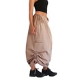 thumbnail image 3 of Liacowi Women Juniors Cargo Skirts Ruched Drawstring Hem Elastic Low Waist Straight Long Skirt Streetwear, 3 of 6