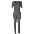 thumbnail image 4 of Lilgiuy Women's Threaded Low Neck Short Sleeve Hip-lifting Slim Jumpsuit Gifts for Your Sister or Friends, 4 of 5