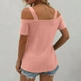 thumbnail image 6 of Summer Tops Viikei Womens Short Sleeve Tops Plus Size Elegant off-Shoulder Boat Neck Suspender Blouses for Women Leisure Loose Fit Stylish Shirt for Spring Summer Women's Fashion Collar T-Shirt, 6 of 7