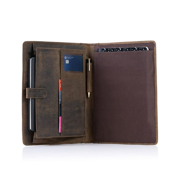 Portefeuille d'Affaires en Cuir avec Stylo de Luxe, Organisateur Personnel d'Affaires, Chemise, Portefeuille en Cuir Pleine Fleur par KomalC (Buffalo Distressed Tan)