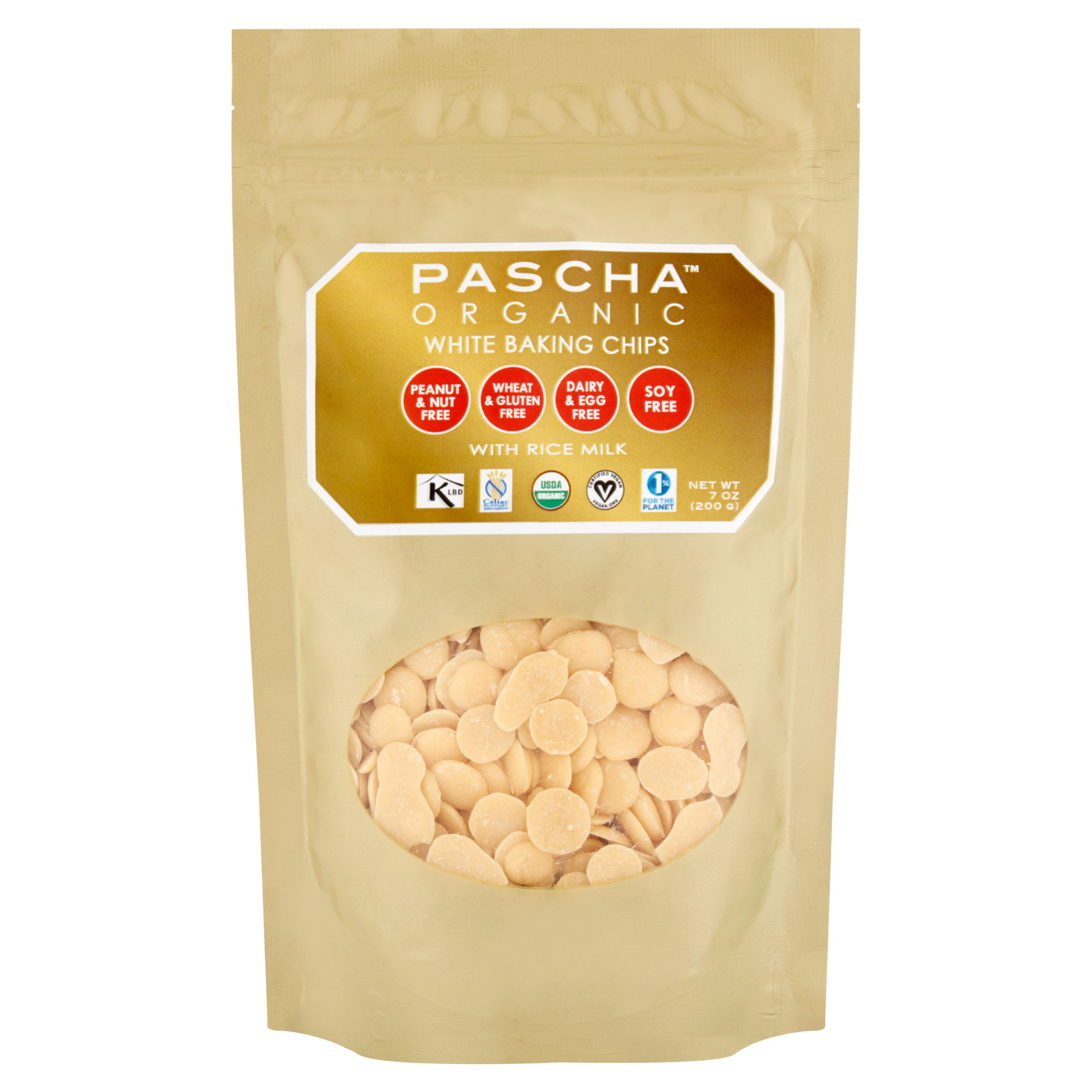 Pascha Organic White Baking Chips with Rice Milk, 7 oz, 8 pack by Pascha Chocolate Co