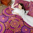 thumbnail image 4 of jejeloiu Boho Bohemian Floral Bedding Comforter Set 7-Piece,Aztec Geometric Flower King Bedding Sets,Pink Purple Bed Sheets For Adults,Luxury Bedroom Decor, 4 of 8