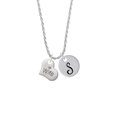 thumbnail image 2 of Delight Jewelry Silvertone Large Wife Heart Silvertone Script Initial Disc - S - Charm Necklace, 20"+3", 2 of 4