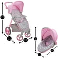thumbnail image 3 of Cotton Candy Pink Doll Travel System in Grey Polka Dots, Fits Dolls Up to 18", 3 of 6