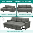 thumbnail image 4 of Naomi Home Sectional Sleeper Chaise, Convertible L-Shaped Couch with Storage - Gray Velvet, 4 of 13
