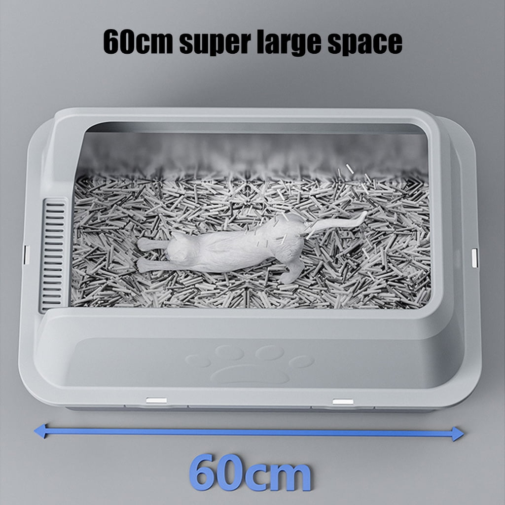 High Side Cats Litter Box with Stainless Steel Tray and Removable Panel Scoops For Large Cats Home Use
