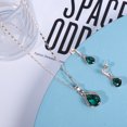 thumbnail image 4 of SIfdSeng Ensemble de Boucles d'Oreilles Collier en Forme de Goutte Incrusté de Vert pour Femmes, 4 of 9