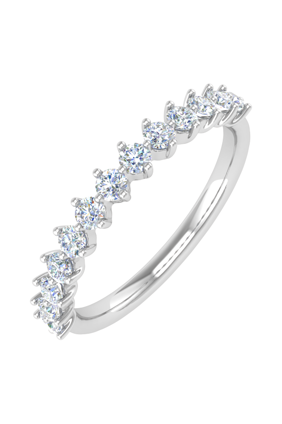 1/3 Carat Diamond Wedding Band Ring in 14K White Gold(Ring Size 10.75) (SI1-SI2 Clarity) - IGI Certified