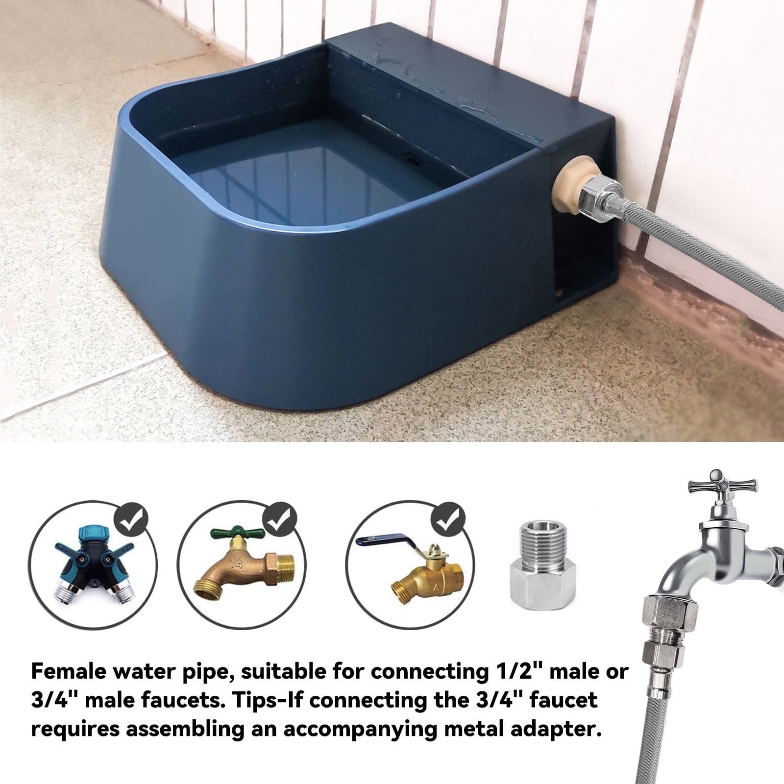 NAMSAN Automatic Dog Water Dispenser with Float Valve & 3/4'' Anti-Bite Metal Pipe
