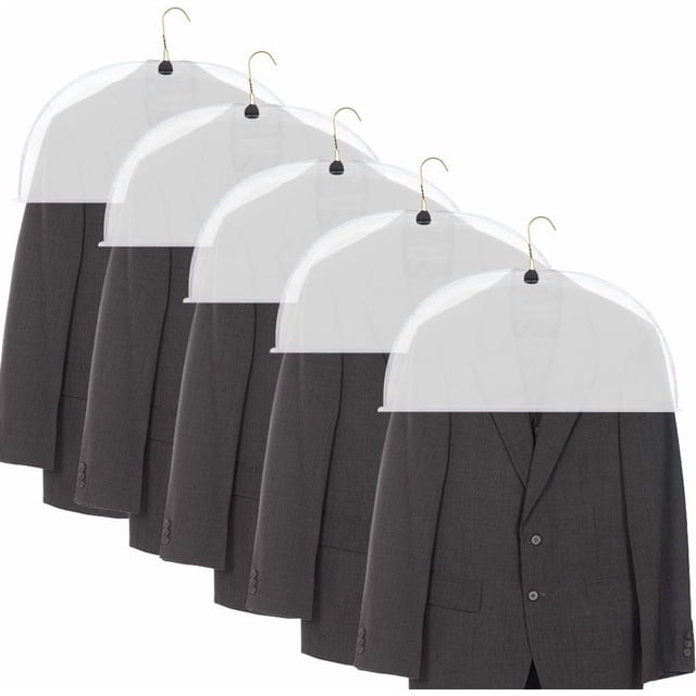 10 fundas de hombro transparentes para ropa, protectores antipolvo, lavables y transparentes, para perchas de ropa, de plástico transpirable y con fuelle.
