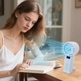 thumbnail image 4 of Linnome Cartoon Printed High Speed Fan USB Rechargeable Hanging Desktop Handheld Powerful Wind 7.24x2.12in Blue, 4 of 6