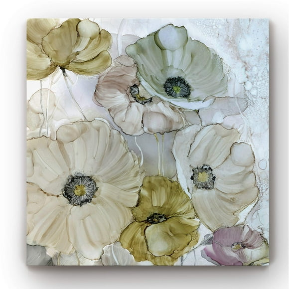 Art Mural sur Toile, Décoration Murale sur Toile, Moderne, Contemporain, Rustique, Romantique et Industriel, Prêt à Accrocher - Coquelicots Irisés 16X16