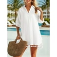 thumbnail image 3 of Anygrew 2025 Women Swimsuit Coverups Shirt Tassel Beach Bathing Suit for Swimwear Bikini Beach Dress Black, 3 of 5