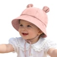 thumbnail image 2 of Splozh Baby Hat Cute Wide Brim Sun Protection Adjustable Summer Bucket Hat Baby Sun Hat Baby Hat,Pink,3-12 Months, 2 of 7