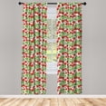 thumbnail image 3 of Ambesonne Floral Curtains, Strawberries Summertime, Pair of 28"x95", Vermilion Green Pink, 3 of 5