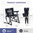 thumbnail image 4 of Avaar Outdoor Folding Rocking Camp Chair w/Cup Holder, 400lbs Capacity, Indigo Blue, 4 of 9
