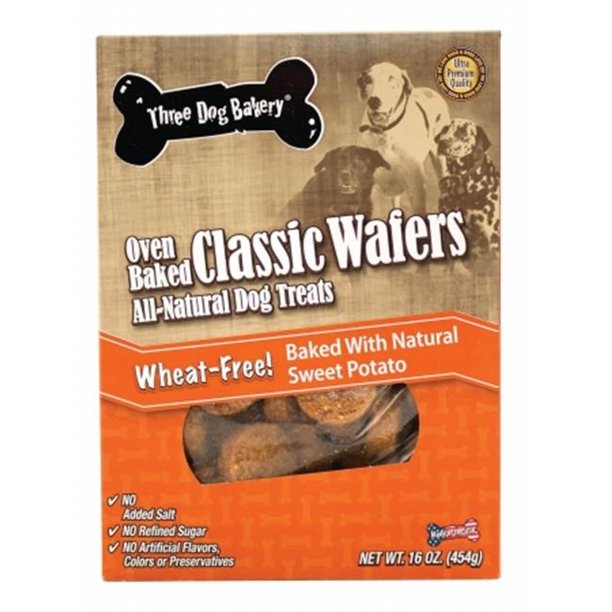 Three Dog Bakery Wafers Sweet Potato Grain Free Dry Dog Treat, 13 Oz