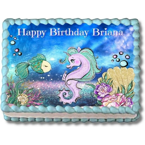 Cute Under The Sea Edible Image Cake Topper Birthday Cake Topper Frosting Sheet Icing Paper Cake Decoration Edible Cake Sticker Decal