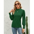 thumbnail image 2 of ZHENWEI Womens Mock Neck Puff Long Sleeve Tops Casual Loose Solid Basic T-Shirt Button Cuffs Pullovers Blouse, 2 of 8
