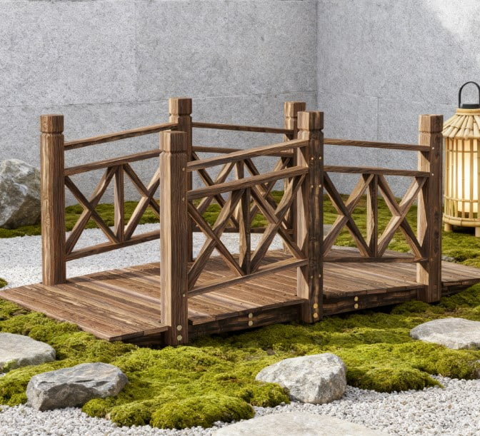 Garden Bridge, Wooden Garden Bridge Footbridge for Backyard Ponds, Creeks, Streams