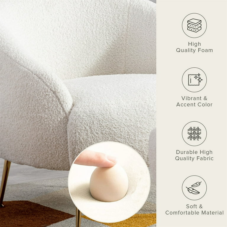 Leisure Accent Chair Set with Ottoman Modern Teddy Short Plush Particle Velvet Upholstered Armchair with Ottoman Single Sofa Lounge Reading Chair