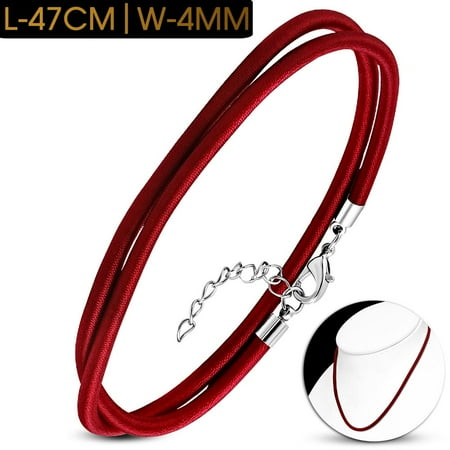 Fabric Jewelry - Fashion Red Fabric Wrapped Rubber Collar Choker Necklace with Copper Lock