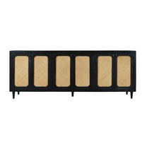 Navice 6 Woven Door Sideboard in Solid Wood with Black Finish