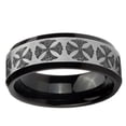 thumbnail image 2 of Medieval Cross 8MM Beveled Edge Gray And Black Tungsten Men Ring, 2 of 2