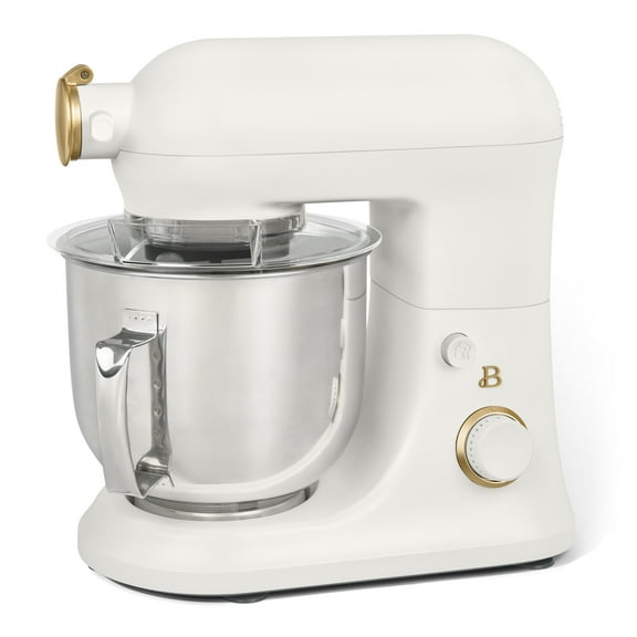 Beautiful 6 Qt Tilt-Head Stand Mixer with Dough Hook, Flat Beater, Balloon Whisk, Pastry Beater & Slicer/Shredder Set, White Icing by Drew Barrymore