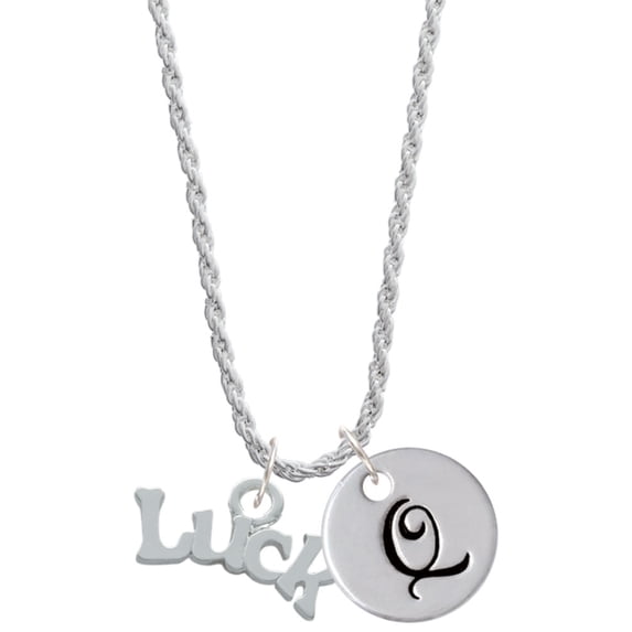 Delight Jewelry Silvertone Luck Silvertone Script Initial Disc - Q - Charm Necklace, 20"+3"
