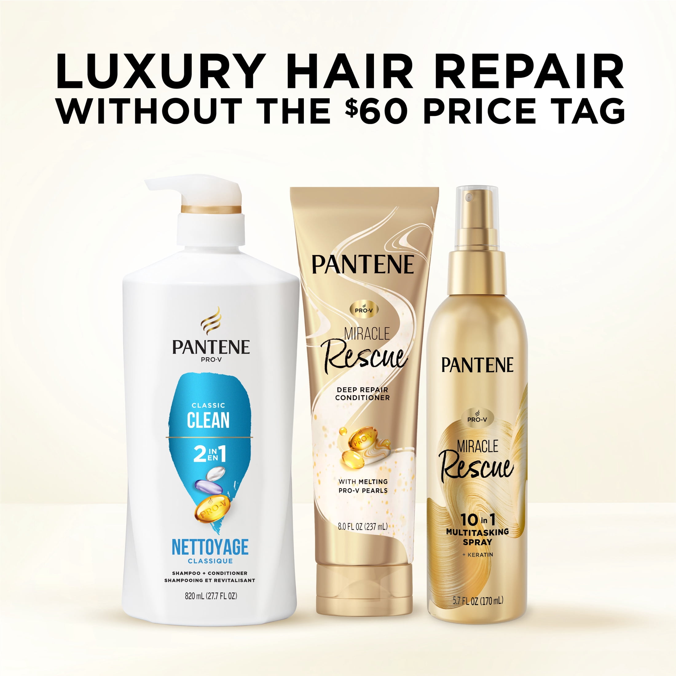 (4 pack) Pantene Pro-V Classic Clean 2in1 Shampoo and Conditioner, 27.7 fl oz